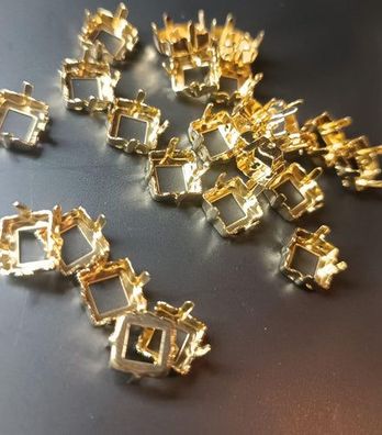 Swarovski® Kristallfassung/ Aufnähkessel Square Gold 8mm
