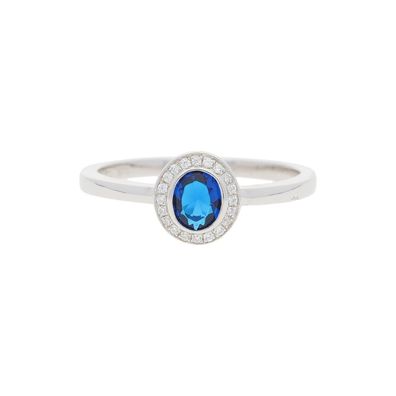 JuwelmaLux Ring 925/000 Sterling Silber mit blauem synth. Zirkonia JL10-...