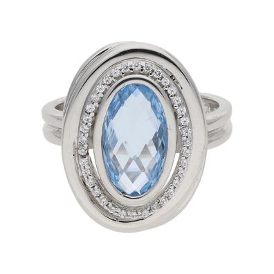 JuwelmaLux Ring 925/000 Sterling Silber mit hellblauen Zirkonia JL30-07-...