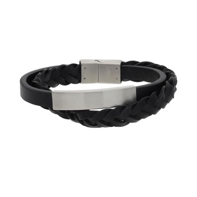 JuwelmaLux Herren Armband Leder Edelstahl JL45-03-0036 - Länge: 22 cm