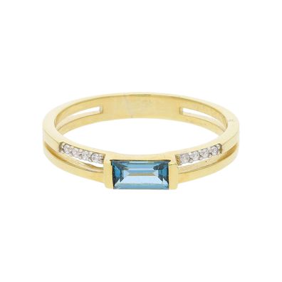 JuwelmaLux Ring 333/000 (8 Karat) Gold echter Blautopas London Blue ...