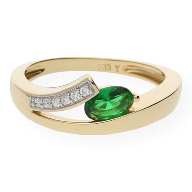 JuwelmaLux Ring Gelbgold 333er 8 Karat mit synthetischem Smaragd JL10-07...