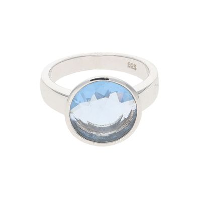 JuwelmaLux Ring 925/000 Sterling Silber mit synth Zirkonia hellblau ...