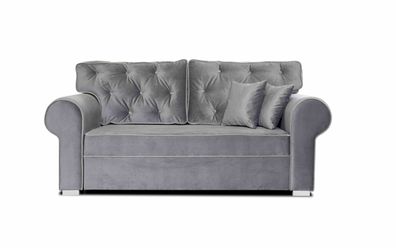 FURNIX Schlafsofa Monat 2 Personen Couch mit Armlehnen und Holzbeine PR8804 Asche