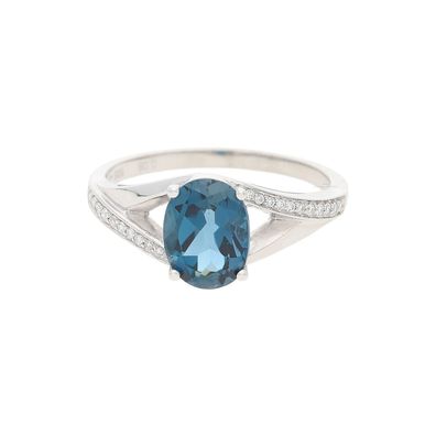 JuwelmaLux Ring 585/000 (14 Karat) Weißgold mit Blautopas London Blue ...