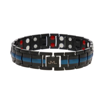 JuwelmaLux Magnetarmband Edelstahl Ionen schwarz & blau plattiert JL49-0