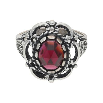 JuwelmaLux Trachten Ring 925/000 Silber, geschwärzt, mit Granat JL30-07-...