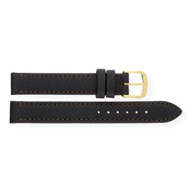JuwelmaLux Uhrband JL38-10-0145 Leder, dunkelbraun - Breite: 14 mm