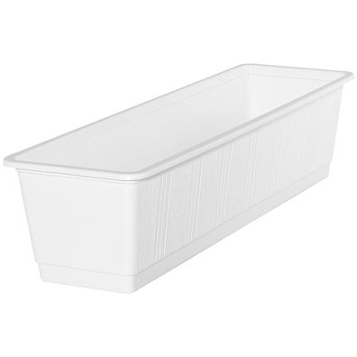 Geli Balkonkasten Standard Weiß mit Holzstruktur 60 cm - Kunststoff
