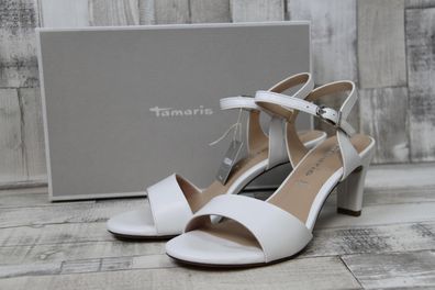 Tamaris Damen Riemchen-Sandale weiß