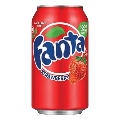 Fanta - Strawberry Erdbeere 12x 355 ml USA Import Koffeinfrei Natürliche Zutaten