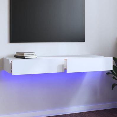 TV-Schrank mit LED-Leuchten Weiß 120x35x15,5 cm