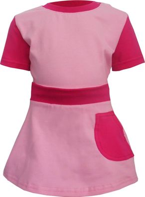 Kinder Tunika Kleid mit Bund und aufgesetzter Rocktasche multicolor SYLVIA / rosa-pin