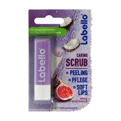 Labello Lip Scrub Feige + Kokosnuss (6x5,5 ml) sanftes Lippenpeeling Vitamin E