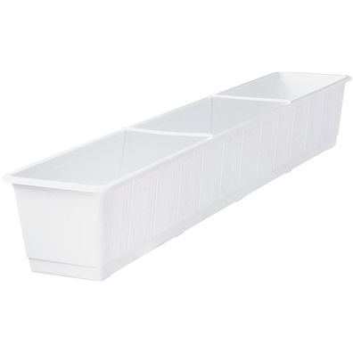 Geli Balkonkasten Standard Weiß mit Holzstruktur 100 cm - Kunststoff