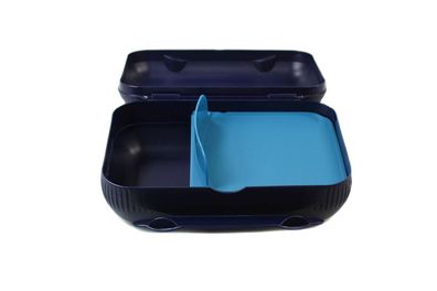 Tupperware To Go Lunch-Box Dunkelblau mit Trennung türkis Brotbox Sandwich Dose