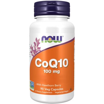 Now Foods, CoQ10 (Co-Enzym Q10) mit Weißdornbeere,100mg, 90 Veg. Kapseln