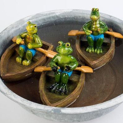 Formano Teich Figur Krokodil Schildkröte Frosch Boot grün braun beige Deko NEU