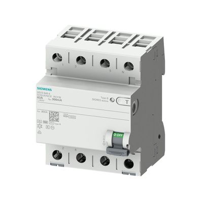 Siemens FI-Schutzschalter B 4p Sentron 400V 63A 0,03A selektiver-Typ 4TE 10kA ...