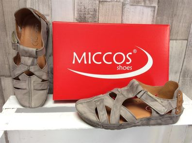 Miccos geschlossene Damen Sandale beige mit Klettverschluß - EU-Schuhgrö...