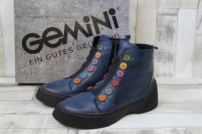 Gemini fetzige Lederstiefelette blau - EU-Schuhgröße: 38