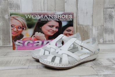 scandi Damen Sandale weiß-silber, zehen- und fersengeschlossen - EU-Schu...