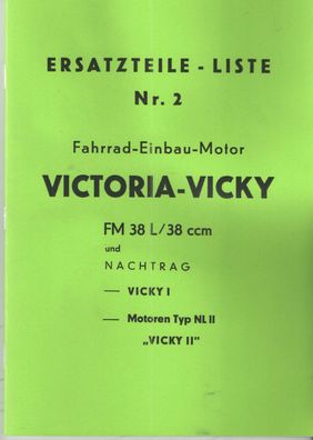 Eratzteile-Liste Victoria Vicky FM 38 L, Motorfahrrad, Zweirad, Oldtimer