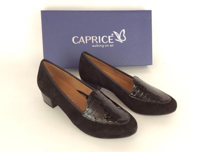 Caprice Damen Slipper schwarz, teilweise Krokooptik - EU-Schuhgröße: 37,5