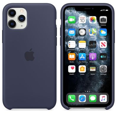 Original Apple iPhone 11 Pro Silikon Case MWYJ2ZM/ A Hülle Schutzhülle Midnight Blue