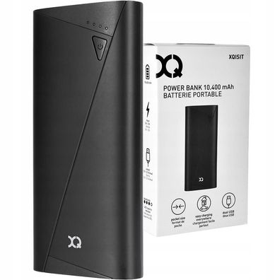 XQISIT Powerbank 10400mAh Black USB Smartphone für Huawei iPhone Samsung