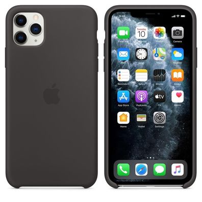 Original Apple iPhone 11 Pro Max Silikon Case MX002ZM/ A Hülle Schutzhülle Black