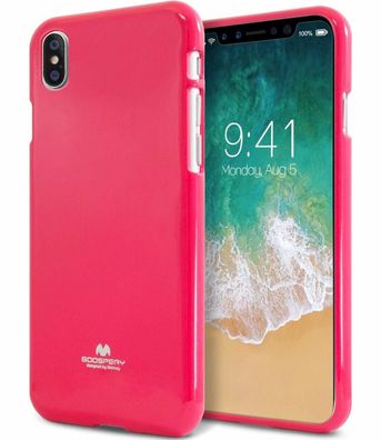 Goospery Apple iPhone X Silikon Case Schutzhülle Jelly Cover Hot Pink Glitzer