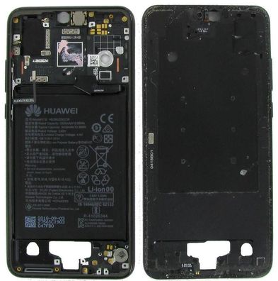 Original Huawei P20 Mittelrahmen Tasten Rahmen + Akku HB396285ECW Black Sehr Gut