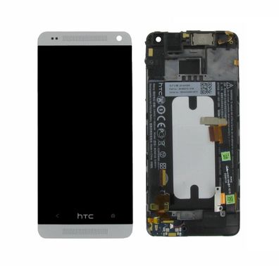 Original HTC One Mini Display LCD Rahmen Gehäuse Batterie Silber Silver wie Neu