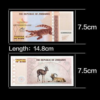 One Hundred Septing Billion Dollar Banknote Zimbabwe Bankfrisch(01242)