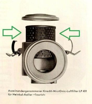 Einsatz-Luftfilter für Knecht Filter EL401 Heinkel Roller Tourist 103 A1 407 B-0
