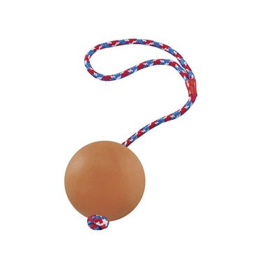 Nobby Vollgummi Ball mit Seilfarbig sortiert 7 cm Hund Spielzeug Kauen