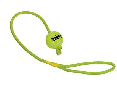 Nobby Tennisball mit Wurfschlaufe S 5,0 cm; Seil 70 cm Ball Hund Dog Spielzeug