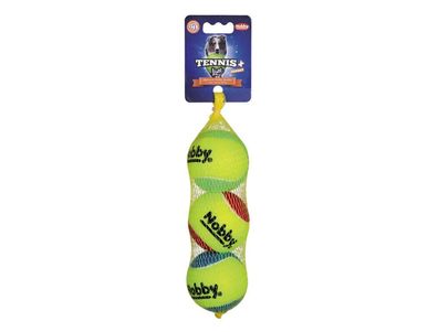 Nobby Tennisball mit Squeaker sortiert M 6,5 cm 3er Netz Ball Hund Dog Spielzeug