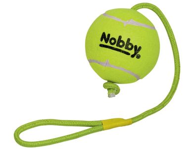 Nobby Tennisball mit Wurfschlaufe XXL 12,5 cm Seil 70 cm Ball Hund Dog Spielzeug