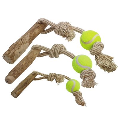 Nobby Kaffeeholz mit Seil und BallS, ca. 40 cm Hund Dog Spielzeug