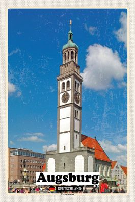 Top-Schild m. Kordel, versch. Größen, Augsburg, Altstadt, Perlachturm, neu & ovp