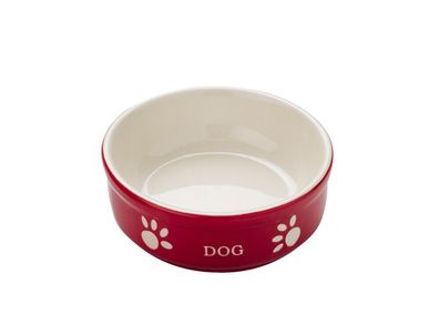 Nobby Hunde Keramiknapf "DOG"rot / beige 13,5 X 13,5 X 5 cm