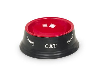 Nobby Katzen Keramiknapf "CAT"schwarz / rot 14 x 4,8 cm