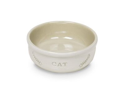 Nobby Katzen Keramikschale "CAT"weiss / beige 13,5 X 5 cm Napf Katze Cat