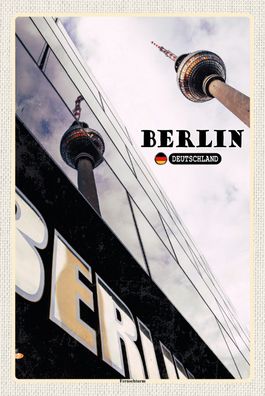 Top-Schild m. Kordel, versch. Größen, BERLIN, Hauptstadt, Fernsehturm, neu & ovp