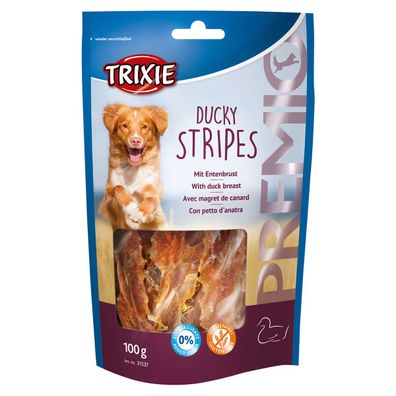 100g Trixie Premio Ducky Ente Stripes Hundesnack Kausnack Leckerlie Hund Dog