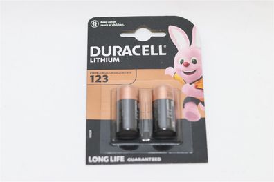 Duracell - CR 123 A / CR123A / DL 123 - 3 Volt 1400mAh Lithium - 2er Blister