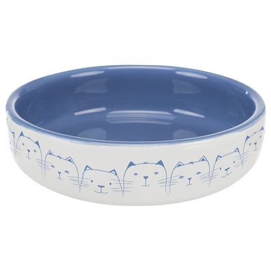 Trixie Katzen Keramiknapf für kurznasige Rassen blau/ creme Cat flach