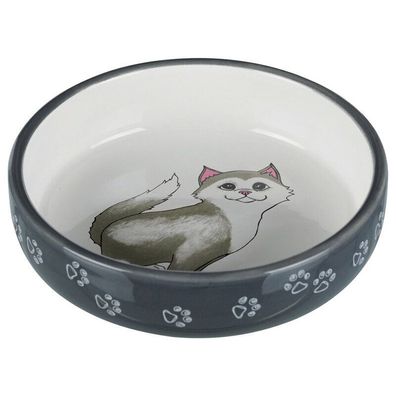 Trixie Katzen Keramiknapf für kurznasige Rassen grau/ weiß Cat Futter Wasser